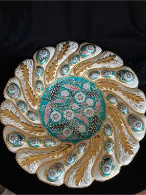 Ardalt Oro Nero Hand Painted Large Decorative Porcelain Center Piece Italy